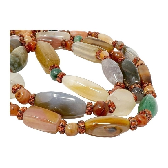 Vintage Beautiful Polished Natural Multi Gemstone Necklace 52" - Picture 10 of 16